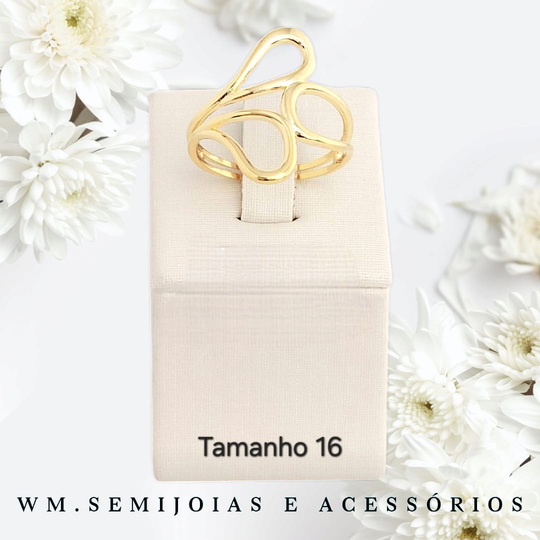 Anel gotas em Banho Ouro Tamanho