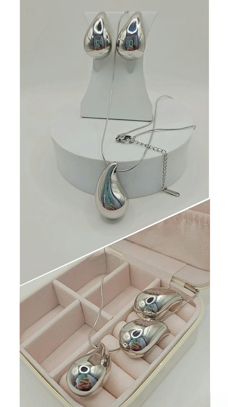 Conjunto Bold Gota em banho Ródio